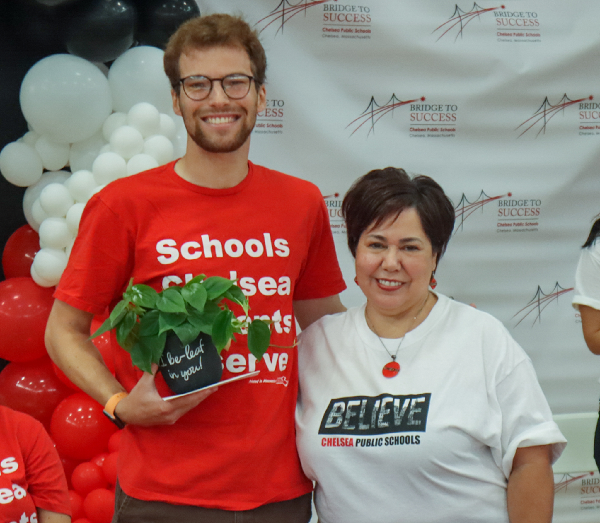 Max Benford pictured with Dr. Almi G. Abeyta after being named the inaugural Name, Strength and Story Award winner